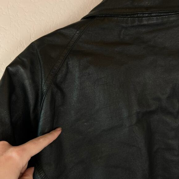 Vintage 90s Wilsons Mens Leather Bomber Jacket size XL Thinsulate Black Zip Snap - Picture 11 of 13